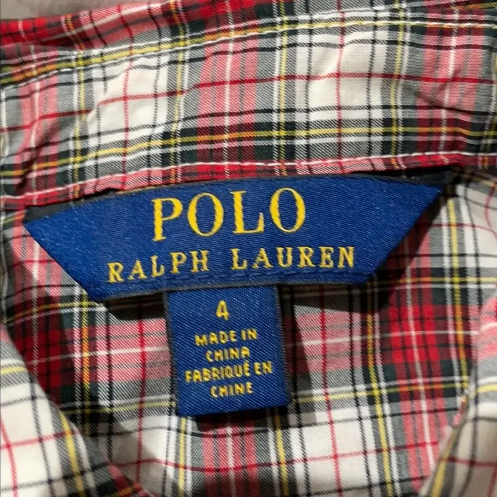 Ralph Lauren 4 red plaid button down blouse NWOT